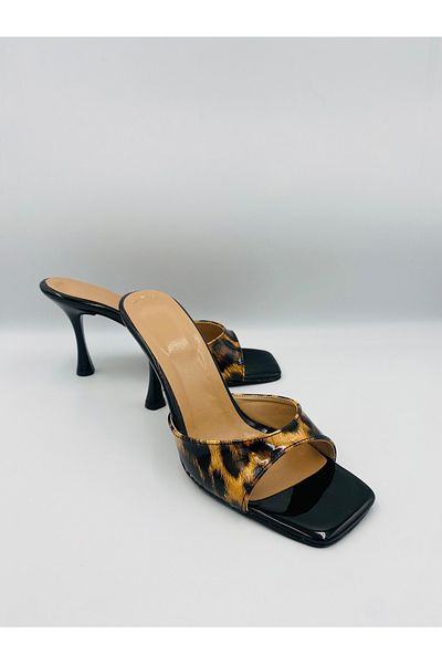 Ömer Ediz Shoes Real Women's Patent Leather 9 cm Heeled Slippers - Fashionable and Comfortable High Heels