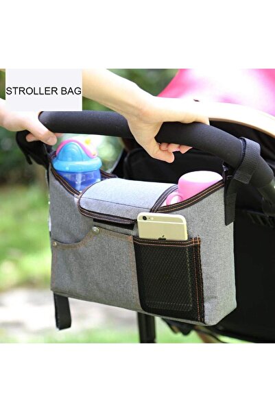 Yelajoy Baby Stroller Shoulder Bag, Large Capacity, 2 drink holders and 3 pockets, for Diaper Storage