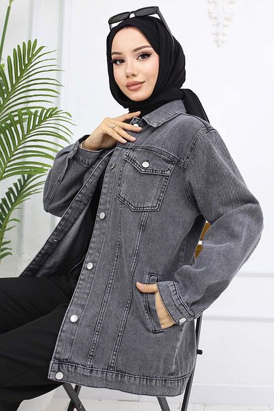 benguen Γκρι Hijab Τζιν Μπουφάν 704 Μοντέλο