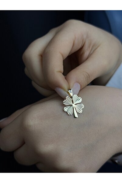 Üresinler Kuyumculuk 14 Ayar Altın Kalemli Yonca Kolye Ucu Charm İsim Yazılab...