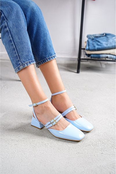 DİVOLYA Kohana Baby Blue Double Helmet Pantofi casual cu toc tocit