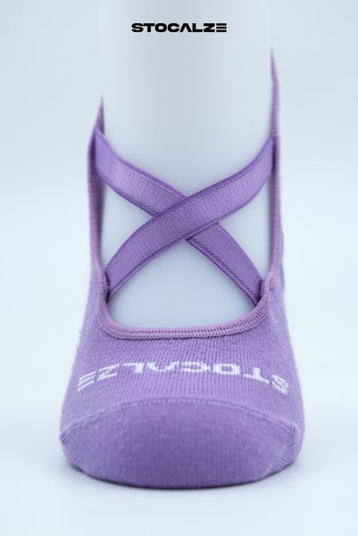 STOCALZE Women's Pilates Socks. Box of 3 Black White Purple Pink Green Colored Anti-Slip Soles.
