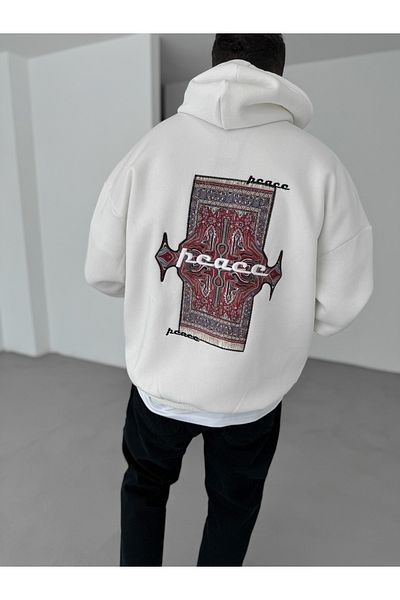 BYBASICMAN White Peace Patch Hooded Sweat B-2060