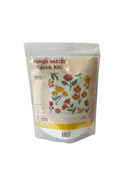 Hello Punch Nakışı Yastık Kiti Çiçek Desenli Punch Seti %100 Pamuk PNY04