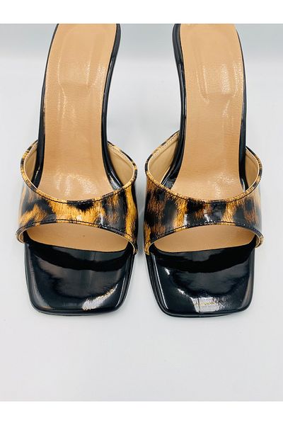 Ömer Ediz Shoes Real Women's Patent Leather 9 cm Heeled Slippers - Fashionable and Comfortable High Heels