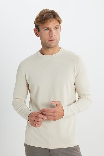 ALTINYILDIZ CLASSICS Standard Fit Normal Cut Polyamide Fabric Crew Neck Knitwear Basic Black Sweater