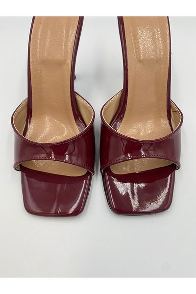 Ömer Ediz Shoes Papuci de damă REAL din piele lăcuită cu toc de 9 cm - Tocuri înalte elegante și confortabile