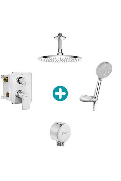 Eca Round Concealed Flush Bath Set - Includes Shower, Mixer and All Parts in Ceiling