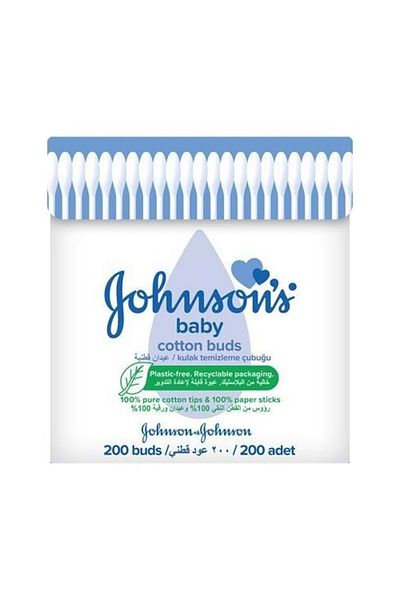 Johnson's جونسون - مسحات تنظيف الأذن للأطفال 200 قطعة (مجموعة من 5)
