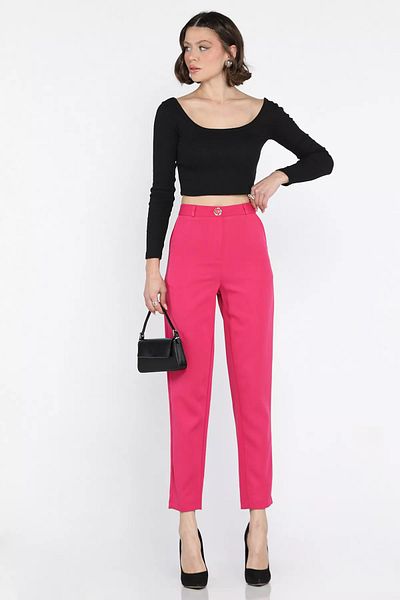 GÜLSELİ Fuchsia Women's Fabric Pants
