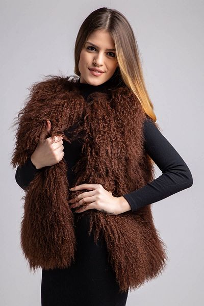 Deriderim Chestnut Women's Nell Mohair Feather Loose Cut Vest