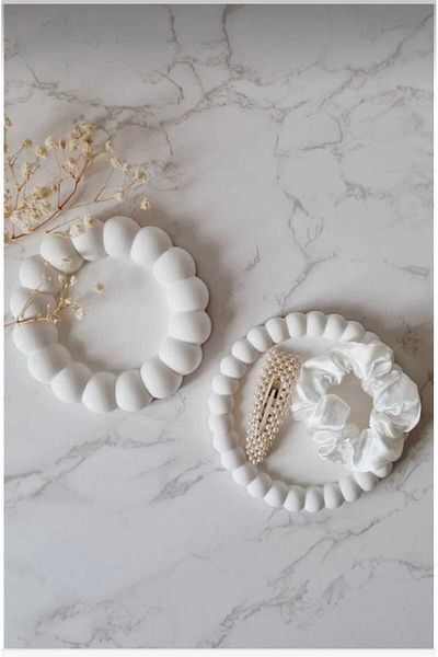 beautystyle Patterned Bubble Decorative Plate, Jewelry Plate 2 Pcs, Coaster Home Office