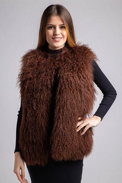 Deriderim Chestnut Women's Nell Mohair Feather Loose Cut Vest