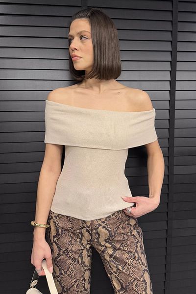 GÜLSELİ Γυναικεία πέτρινη μπλούζα Madonna Collar Camisole