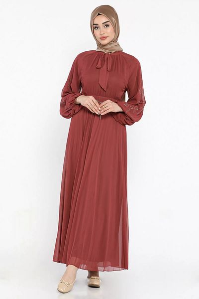 julude Φόρεμα Hijab Chiffon με λεπτομέρεια από αποξηραμένο τριαντάφυλλο