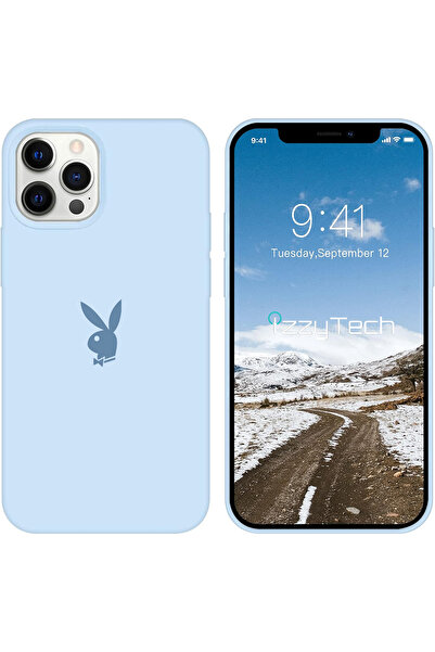 izzytech حافظة سيليكون لهاتف آيفون 14 برو، شعار بلاي بوي، سطح داخلي مخملي، حا...