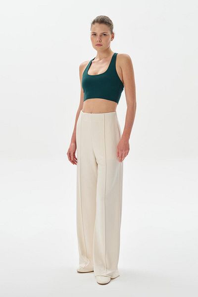 KADRİYE BAŞTÜRK Ecru Modal Knitted Front Stitched Trousers