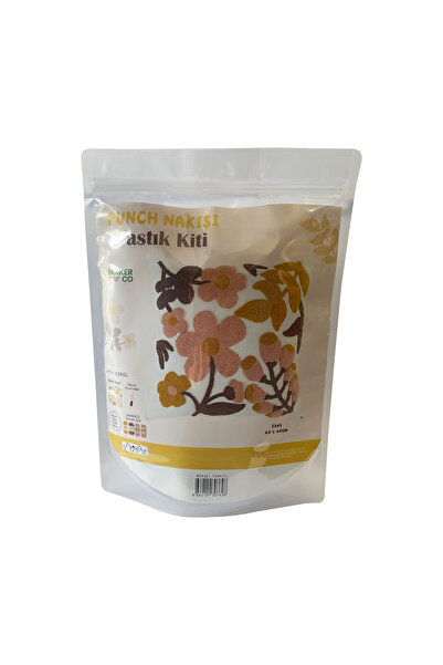 Hello Punch Nakışı Yastık Kiti Çiçek Desenli Punch Seti %100 Pamuk PNY02