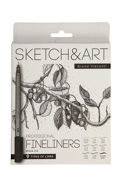 Bruno Visconti Black Liner Set - 9 Pieces "Sketch&Art"