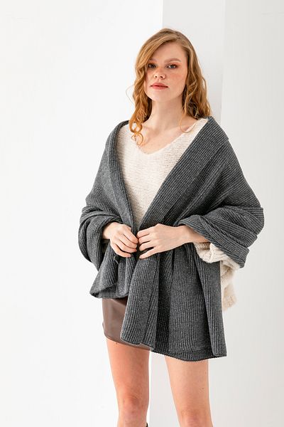 Wega Moda Glitter Plain Knit, Κομψό άνετο μαλακό σάλι ώμου - Αξεσουάρ για μπράτσα