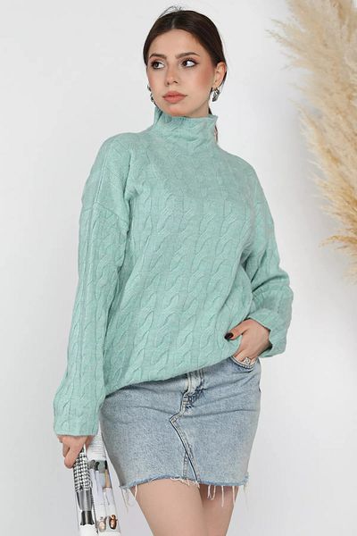 GÜLSELİ Mint Half Turtleneck Patterned Women's Knitwear Sweater
