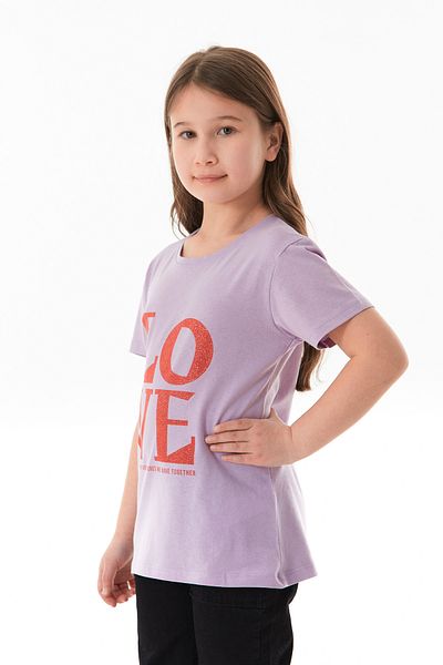 Fulla Moda Tricou pentru fetiță, 100% bumbac, cu sclipici, cu text Love