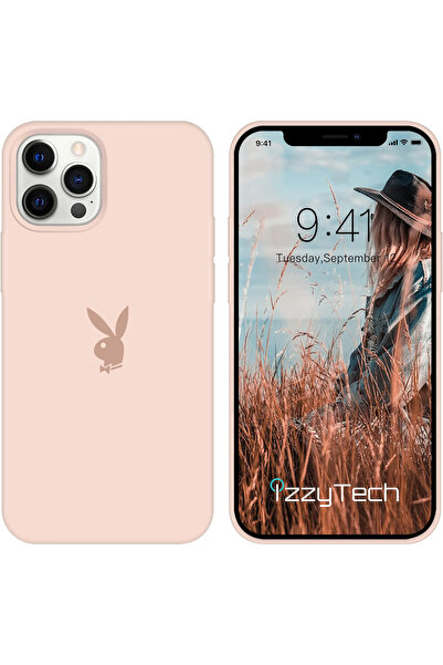 izzytech حافظة سيليكون لهاتف آيفون 13 برو، شعار بلاي بوي، سطح داخلي مخملي، حا...