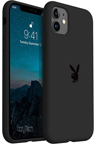 izzytech حافظة هاتف آيفون 11، شعار بلاي بوي، سطح داخلي مخملي، حافظة مقاومة لل...