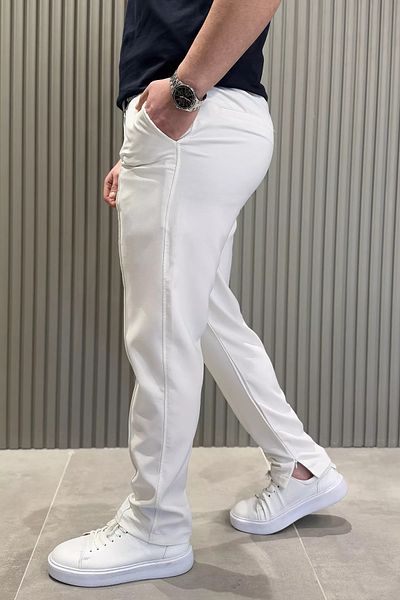 MİSHAR İTALİA Κρεμ ανδρικό παντελόνι Jogger με ελαστική μέση
