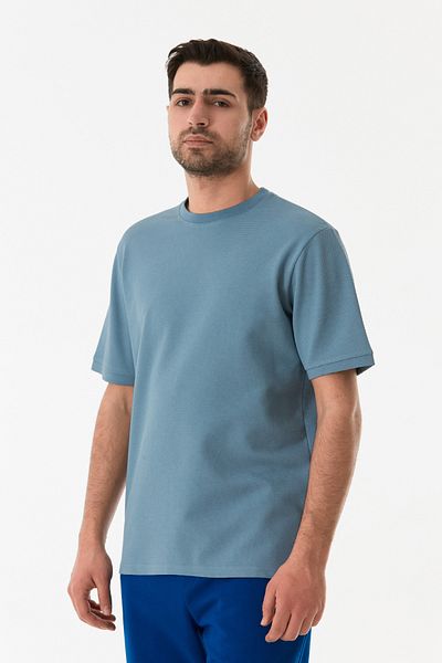Fulla Moda Μπλουζάκι από ύφασμα κηρήθρας με λαιμόκοψη