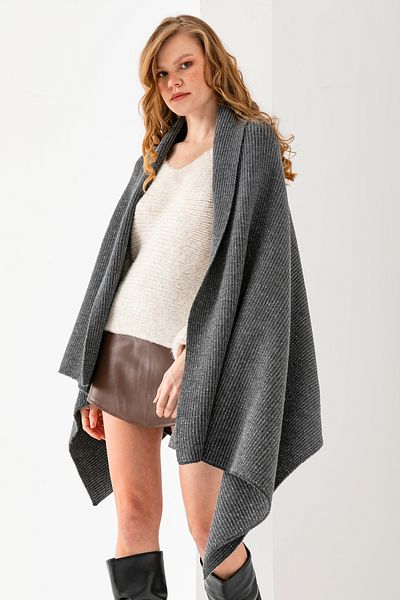 Wega Moda Glitter Plain Knit, Κομψό άνετο μαλακό σάλι ώμου - Αξεσουάρ για μπράτσα