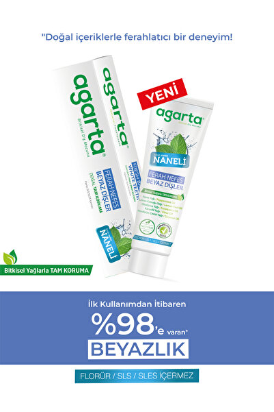 Agarta 2 Adet Doğal Yoğun Naneli Florürsüz Ferah Nefes Diş Macunu 100 Ml