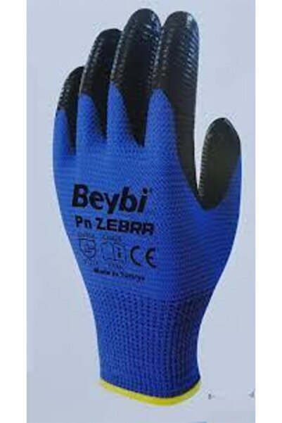 Beybi Eldiven Poly Örme Mavi Siyah Zebra 10 No (5-adet)