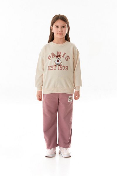 Fulla Moda 100% Cotton Teddy Bear Embroidered 2-Piece Girl's Set