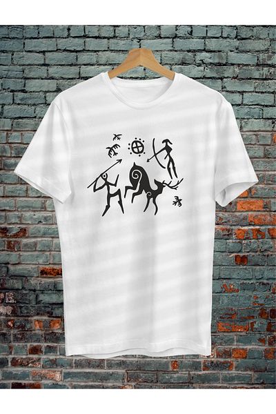 NOVUMUS Hunter Gatherers Design Printed Tshirt Custom Design White Round Neck T-Shirt