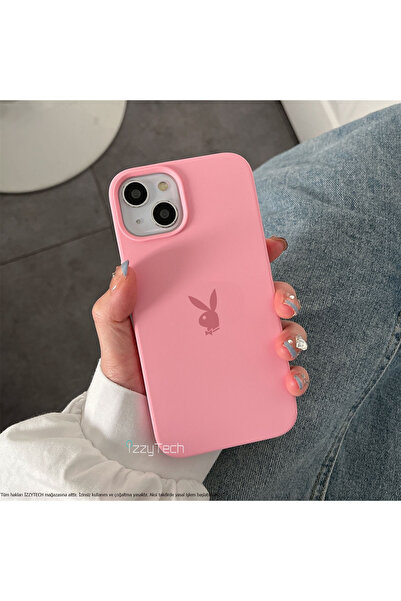 izzytech حافظة هاتف آيفون 15، شعار بلاي بوي، سطح داخلي مخملي، حافظة مقاومة لل...