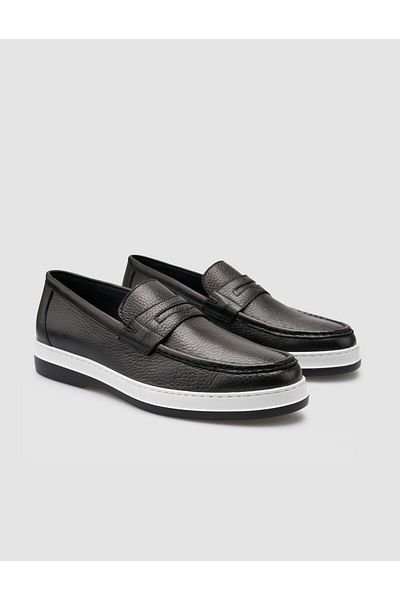 Cabani 100% Genuine Leather Black Men's Casual Shoes