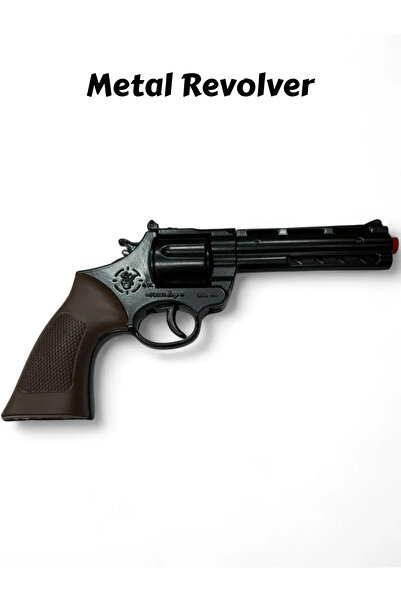 elisalife Metal Kovboy Toplu Tabanca Revolver Silah Taşıma Kılıflı 25 Cm Kapsül Tabancası