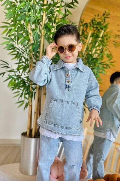Kidmark Çocuk Modası Boy's Denim Sweatshirt with Pockets