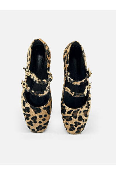 MAGGIO Άνετα μπαλαράκια με λεοπάρ σχέδιο - Γυναικεία παπούτσια Mary Jane με διπλή ρίγα