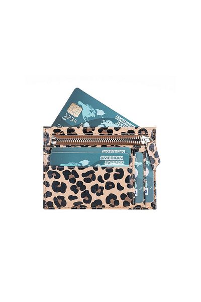 Bouletta Zip Leather Zippered Card Holder Zpch Leo-Ne Leopard