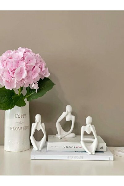 ALMİSH Soyut Düşünen Adam Heykel Biblo Aksesuar Seti Hediyelik 3 , lü Set