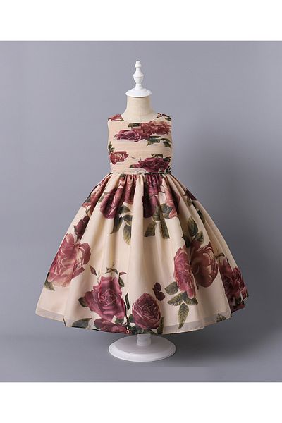 Mark & Mia Mark & Mia Floral Printed Bow Embellished Dress - Beige