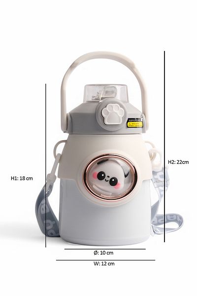 ROSECENTERBAZAAR Children's Crossbody Large Capacity Stainless Steel Thermos Cup with Straw (Imported)