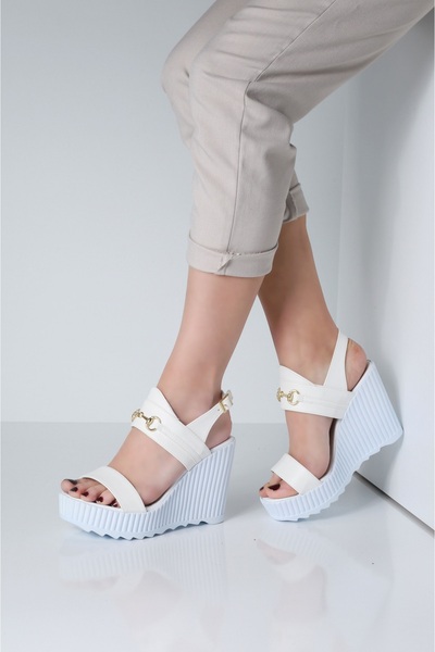 POLO PRESTIGE Espelya White Skin Women's Platform Shoes