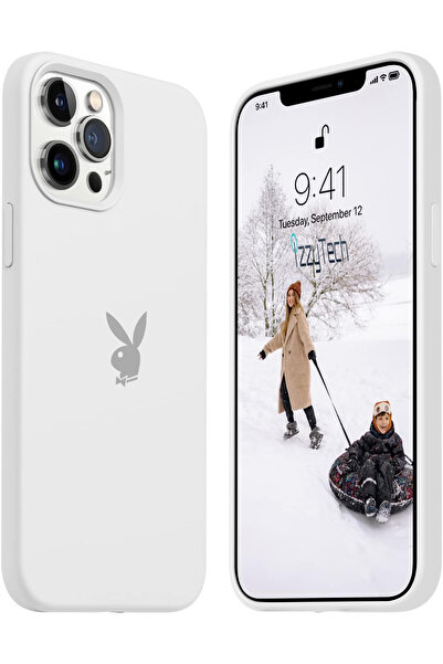 izzytech حافظة سيليكون لهاتف آيفون 13 برو، شعار بلاي بوي، سطح داخلي مخملي، حا...