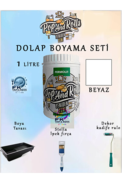 Permolit Pop And Rolls Su Bazlı Akrilik Boya Dolap Boyama Seti