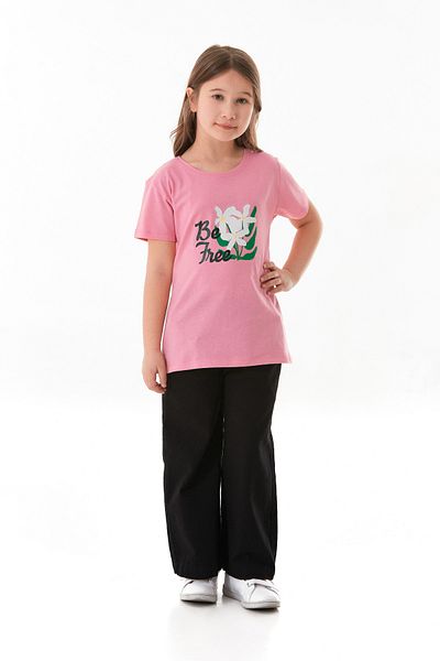 Fulla Moda 100% Cotton Front and Back Floral Printed Girl's T-Shirt