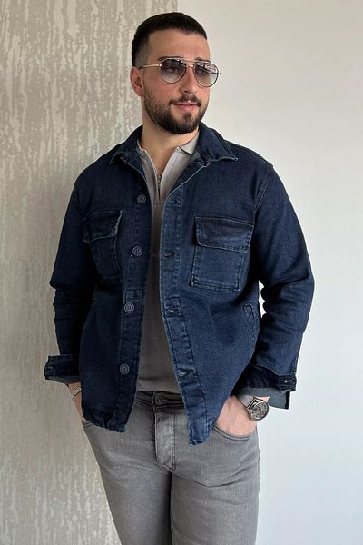 MİSHAR İTALİA Мъжко дънково яке в тъмносиньо