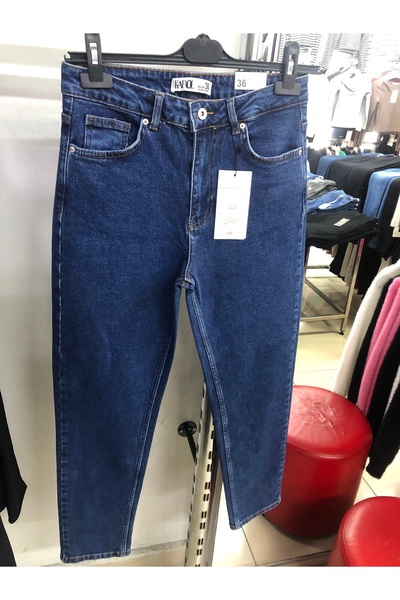 KAROL Lacivert Ara Bel Likrasız Mom Jeans